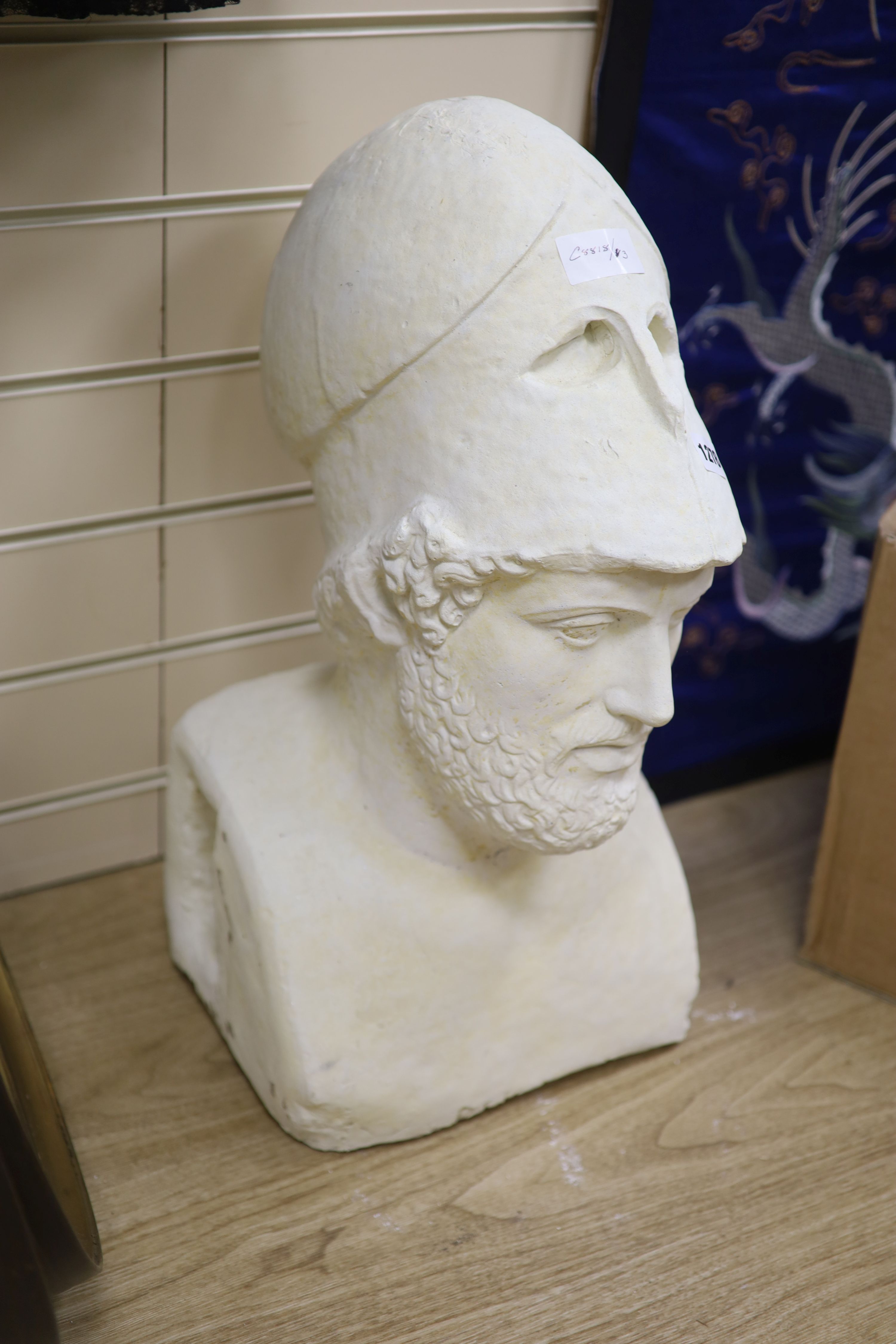 After the Antique. A cast limestone composite bust of a bearded gentleman